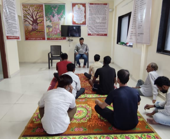 Group wellness activity in an indoor space